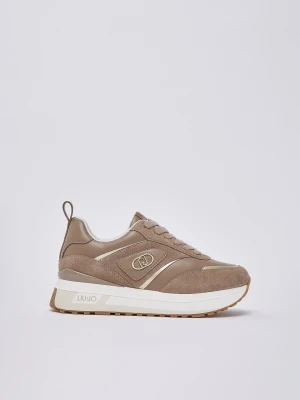 Liu Jo Platform Sneakers In Suede And Leather Havana
