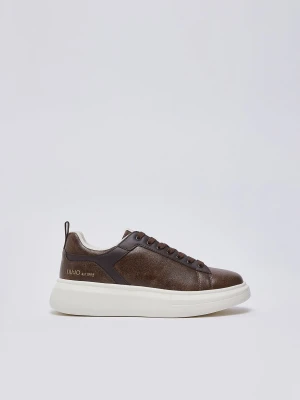 Liu Jo Platform Sneakers With Crackle Effect brązowy
