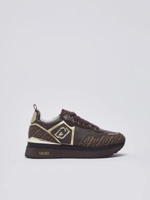 Liu Jo Platform Sneakers With Monogram Logo Mocha