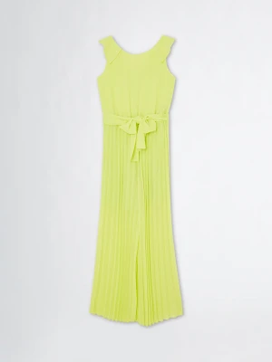 Liu Jo Pleated Crepe Jumpsuit żółty