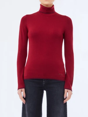 Liu Jo Turtleneck Sweater With Details In Lurex® czerwony