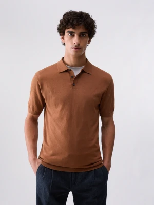 Liu Jo Polo Shirt In Cotton And Silk brązowy