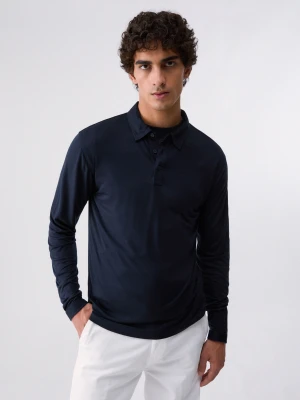 Liu Jo Polo Shirt In Tencel Dark Blue