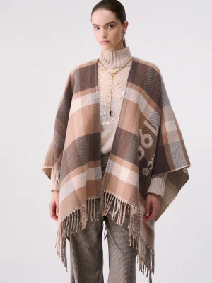 Liu Jo Poncho Checked Jacquard beżowy