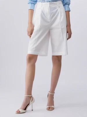 Liu Jo Poplin Bermuda Shorts White Wool