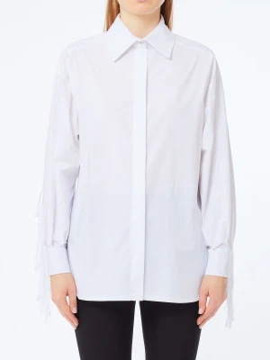 Liu Jo Poplin Shirt With Fringes biały