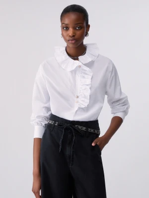 Liu Jo Poplin Shirt With Ruffles Optical White