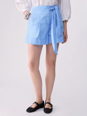 Liu Jo Poplin Shorts With Bow Light Blue