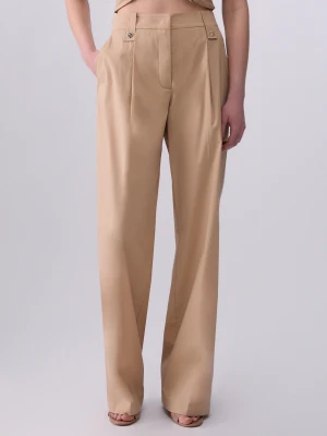 Liu Jo Poplin Straight-leg Trousers Cappuccino