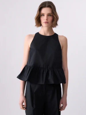 Liu Jo Poplin Top With Bow czarny