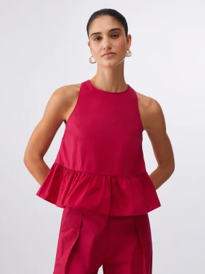 Liu Jo Poplin Top With Bow czerwony