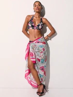 Liu Jo Printed Chiffon Sarong White With Flowers