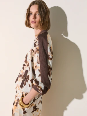 Liu Jo Printed Satin Jacket brązowy
