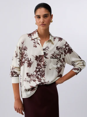 Liu Jo Printed Satin Shirt brązowy