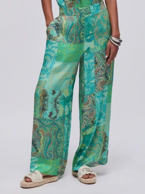 Liu Jo Printed Satin Trousers Aqua
