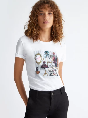 Liu Jo Printed T-shirt With Gemstones LIUJO