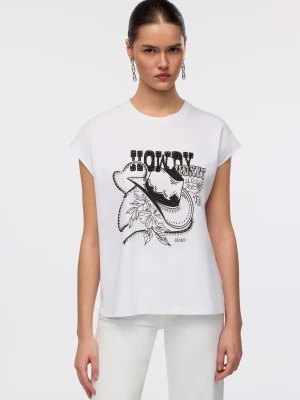 Liu Jo Printed T-shirt With Rhinestones LIUJO