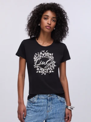 Zdjęcie produktu Liu Jo Printed T-shirt With Rhinestones czarny