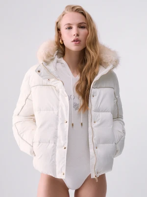 Liu Jo Quilted Down Jacket With Teddy Collar biały