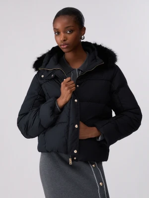 Liu Jo Quilted Down Jacket With Teddy Collar czarny
