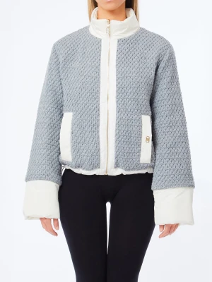 Liu Jo Quilted Nylon And Mesh Jacket Grey Pinstripe