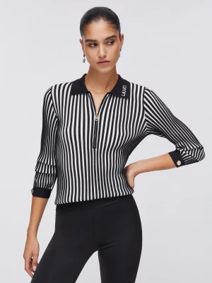 Liu Jo Ribbed Henley Jumper czarny