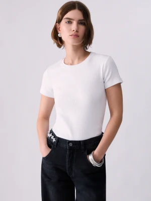 Zdjęcie produktu Liu Jo Ribbed T-shirt With Logo Patch
