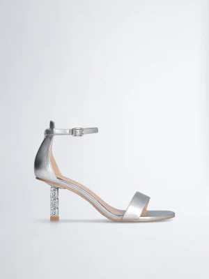 Liu Jo Sandals With Branded Heel srebrny