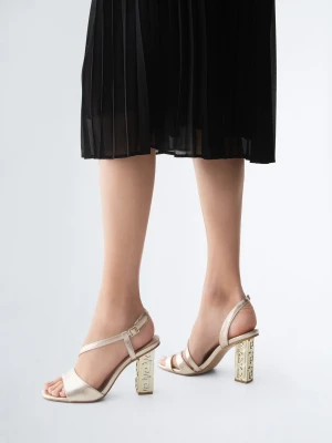 Liu Jo Sandals With Branded Heel złoty