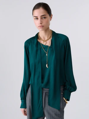 Liu Jo Satin Blouse With Bow Dark Green