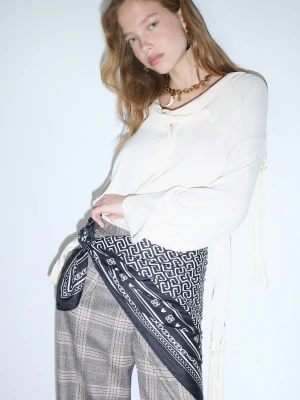 Liu Jo Scarf Large With Monogram Logo czarny