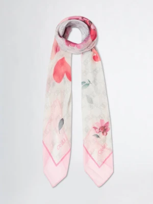Liu Jo Scarf With Floral Print And Logo różowy
