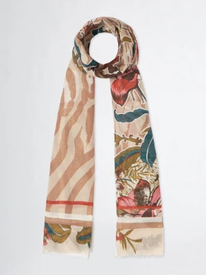 Liu Jo Scarf With Floral Print Light Beige
