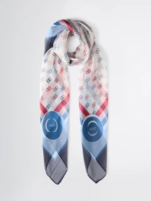 Liu Jo Scarf With Logo Print niebieski