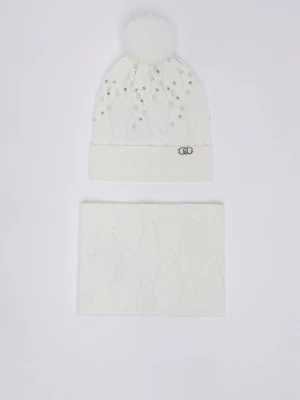 Liu Jo Set Beanie And Collar biały