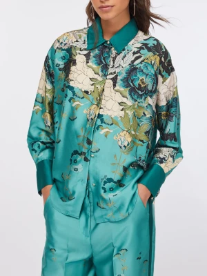 Liu Jo Shirt In Twill Printed Light Blue