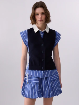 Liu Jo Shirt With Knit Inserts niebieski