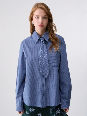 Liu Jo Shirt With Tie Dark Blue