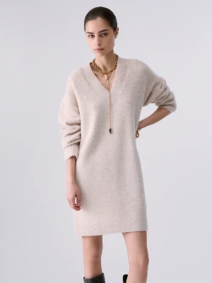 Liu Jo Short Dress In Brushed Wool beżowy
