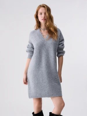 Liu Jo Short Dress In Brushed Wool Grey Mélange