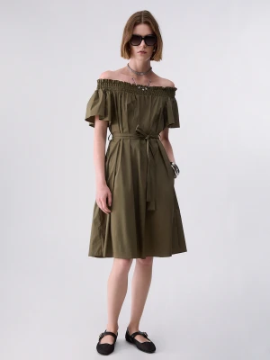 Liu Jo Short Dress With Bardot Neckline zielony