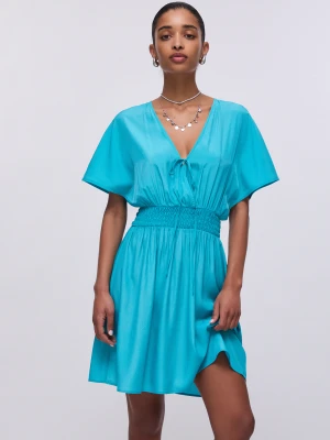 Liu Jo Short Dress With Cape Light Blue