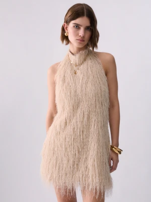 Liu Jo Short Dress With Frayed Fabric Butter