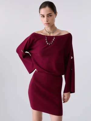 Liu Jo Short Dress With Jewel Buttons czerwony