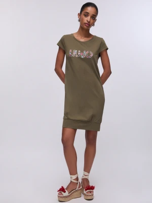 Liu Jo Short Dress With Maxi-logo zielony