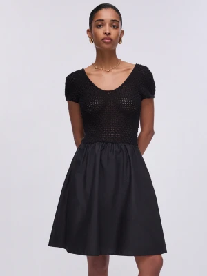 Liu Jo Short Dress With Poplin Insert czarny