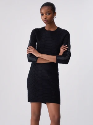 Liu Jo Short Jacquard Knit Dress czarny