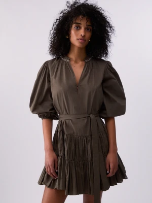 Liu Jo Short Muslin Dress Olive Green