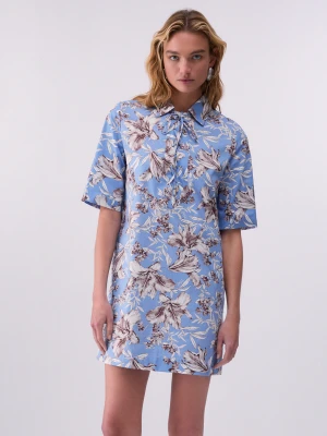 Liu Jo Short Poplin Dress Light Blue With Print