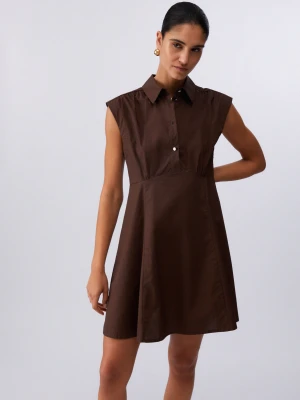 Liu Jo Short Poplin Dress Dark Brown